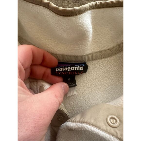 Patagonia Women’s Lightweight Synchilla Snap-T Fleece Pullover Beige White Mediu - Picture 5 of 7